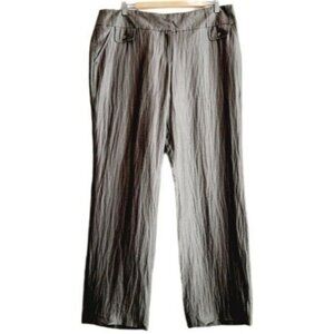 FOLEY'S Dress Pants Textural Crushed Fabric Linen Blend Gray Sz L